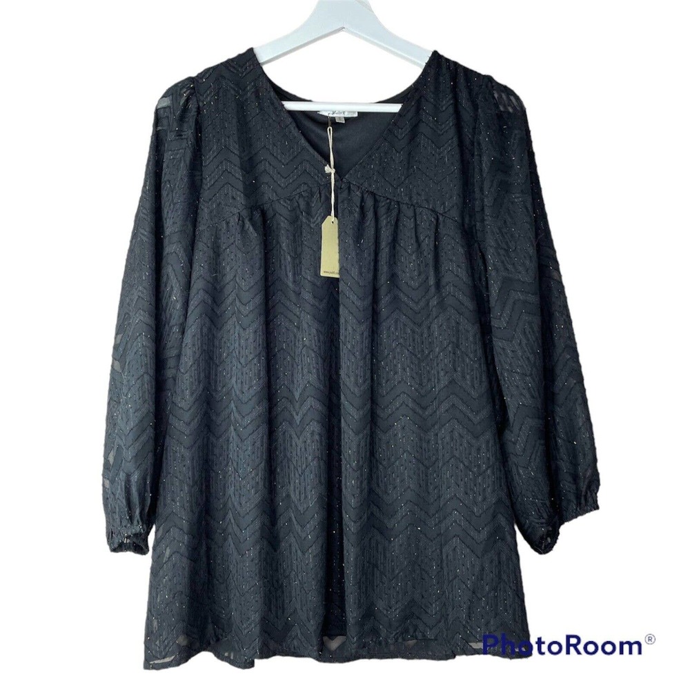 Jodifl Black Bohemian Boho Long Sleeve Mini Dress Tunic Size S Small New W Tags